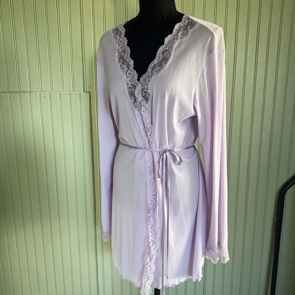 Y2K Victoria's Secret sheer mesh lace trim short purple robe women Medium Large